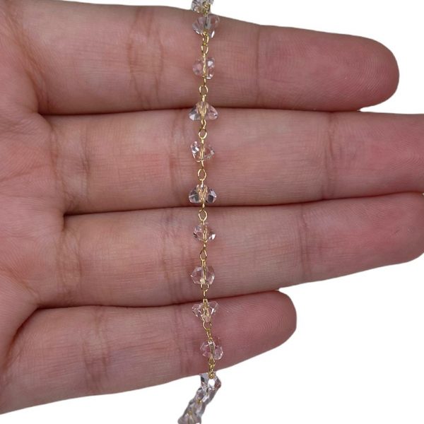 CADENA CON CRISTALES ROSA CLARO