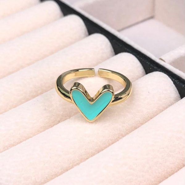 ANILLO DE CORAZON ESMALTADO