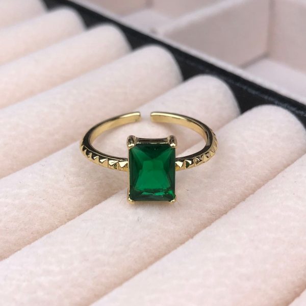 ANILLO DE CRISTAL LARGO - VERDE