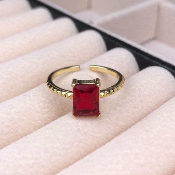ANILLO DE CRISTAL LARGO - ROJO