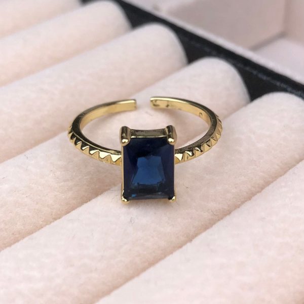 ANILLO DE CRISTAL LARGO - AZUL