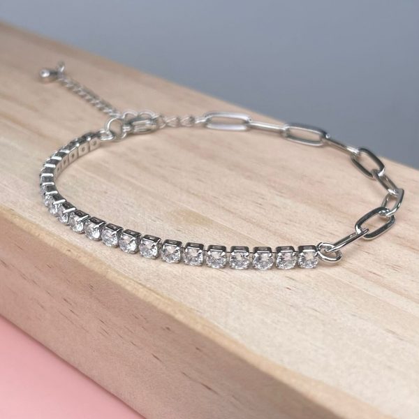 PULSERA CON CRISTALES PLATEADA