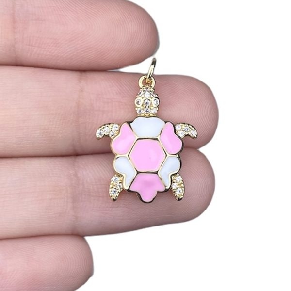 DIJE DE TORTUGA ESMALTADA - ROSADO
