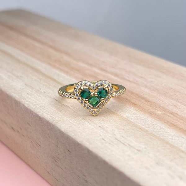 ANILLO DE CORAZON CRISTAL VERDE