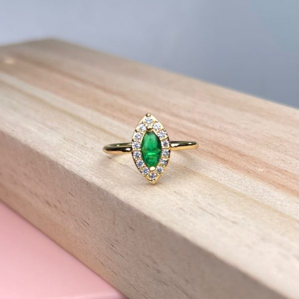 ANILLO CON CRISTAL VERDE